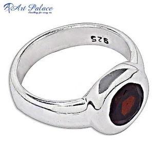 Natural Round Cut <b>Garnet</b> Gemstone Fine 925 Solid Sterling <b>Silver</b> Hexagonal Shape Designer <b>Ring</b> Jewellery Gift for Her - Product Image 2