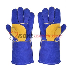 Guantes de soldadura de cuero de ante azul Guantes DE TRABAJO DE SEGURIDAD Tig/Mig con funciones ignífugas anticorte antiimpacto - Product Image 2