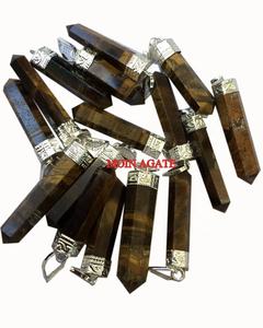 Venta al por mayor Ojo de Tigre Cristal Lápiz Colgante Natural Cuarzo Ágata Piedra semipreciosa Feng Shui Amor Curación Estatuilla Piedra preciosa - Product Image 2