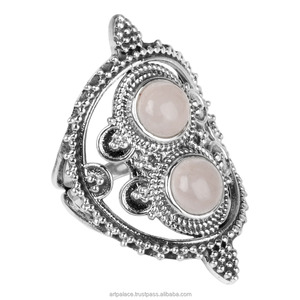 Délicat 925 bague en argent sterling massif avec pierres précieuses Quartz rose poire bijoux fins pour fête mariage déclaration Art bague empilable - Product Image 2