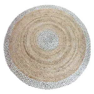 Karpet rami kualitas tinggi karpet kepangan rami bulat karpet Bohemian Area karpet rami karpet India alami anyaman datar dengan gaya yang berbeda