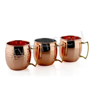 Moscow Mule Mug Rain bow Color acciaio inossidabile birra Vodka tazza in rame con manico placcato oro specchio classico in acciaio inossidabile