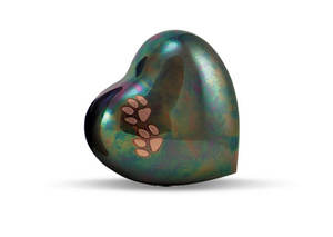 Urnas de cremación para cenizas funerarias, de Metal y latón/aluminio, con corazón negro conmemorativo y recuerdo de pata para mascotas - Product Image 6