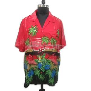 Nouveau Style hommes été chemises de plage col montant à manches courtes écologique 100% Polyester Anti-rides Anti-boulochage imprimé - Product Image 1