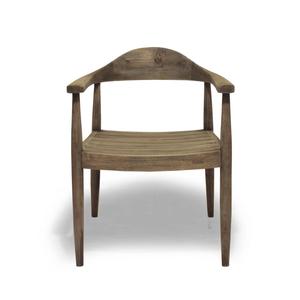 Sillón sencillo de teca escandinava para comedor, sillas de comedor con acabado desgastado - Product Image 2