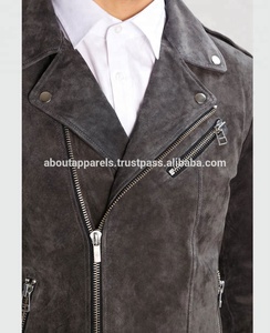 2022 New <b>Model</b> Winter Fashion Design Plus Size Men's Genuine Suede Leather Zipper Breathable Sheep Fur Jackets - Product Image 4