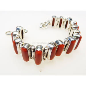 Pulsera de GEMA de Coral hecha a mano, joyería de plata de ley 925 con diseño elegante de alta calidad - Product Image 2