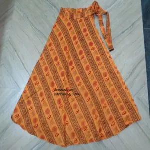 Om-faldas largas con estampado de mantra, faldas largas de algodón con estampado bohemio de la india, venta al por mayor - Product Image 1