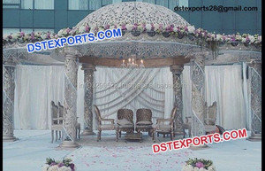 Wedding Wooden Look Fiber Mandap <b>Marvelous</b> Fiber Carved Wedding Mandap Decorative Indian Wedding Mandap Set Canada Event Decor - Product Image 3