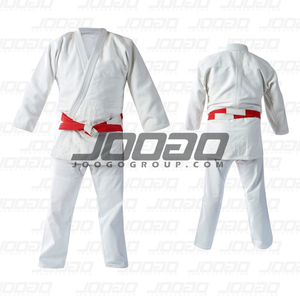 Fabrication d'uniformes de judo personnalisés pour homme, femme et enfant couleur blanc et bleu avec ceinture de costume - Product Image 1