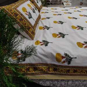 Sábana Plana Desechable 100% Algodón con Estampado a Mano y 2 Fundas de Almohada, Decoración del Hogar - Product Image 2