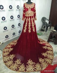 คาฟตันแบบชาวโมร็อกโกสีแดง2022ชุดเจ้าสาวแบบมุสลิมแบบดั้งเดิมและเครื่องประดับสำหรับชาวมุสลิม - Product Image 2