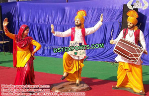 Cultura Punjabi Sardar & Sardarni Estatua de fibra de vidrio Decoración de entrada tradicional Color y tamaño personalizados Decoración de eventos de boda - Product Image 5
