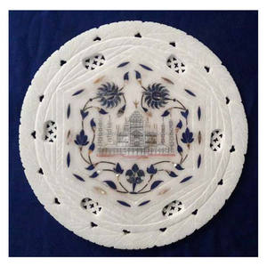 Home Decorative White Marble plate With Taj Mahal <b>Painting</b> - Product Image 1