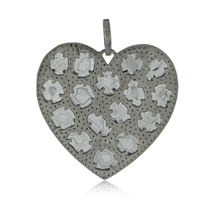 Gros indien ethnique diamant bijoux 925 argent tranche diamant coeur pendentif bijoux faits à la main de qualité supérieure - Product Image 6