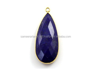 925 argent Sterling naturel Lapis Lazuli perlé à la main lunette connecteur composant de bijoux pour collier et bracelet assembler - Product Image 1