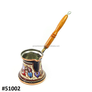Arabic Vintage Turkish Hammered Copper Coffee <b>Pot</b> with Wooden Loop Handle - Product Image 3