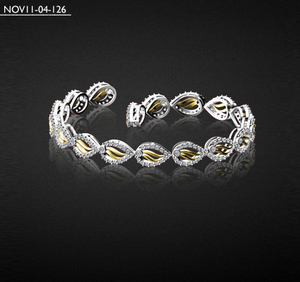 Pulsera de oro blanco con tachuelas para mujer, brazalete con diamante auténtico 1.20TCW - Product Image 1