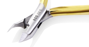 Pince à cuticules N-01G en acier inoxydable plaqué or, à coupe brillante, avec mâchoires de 12/14/16 mm et poignée à ressort unique verrouillable - Product Image 2