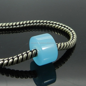 Calcédonie Aqua naturelle, perles rondes en pierre naturelle, à grand trou, de taille 14x8x5mm, lisses, perles européennes pour la fabrication de bijoux, livraison gratuite - Product Image 2