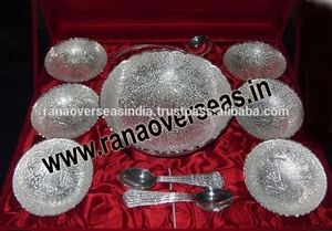 Cuenco de latón tradicional con vajilla plateada para el hogar, restaurante, hotel, fiesta y regalos hechos de <span class=keywords><strong>metal</strong></span> - Product Image 2