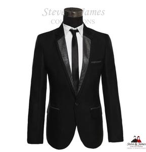 Costumes de smoking élégants pour hommes Steve & James 2020, 100 % laine, simple boutonnage, anti-plis, veste et pantalon pour mariage - Product Image 3