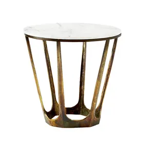 Modern Luxury Accent Round <b>Side</b> <b>table</b> Marble Top Coffee <b>Table</b> with Metal Frame for Living Room Furniture - Product Image 1