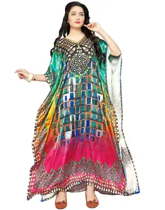 Ladies Stylish Party Wear Kaftans With 3D Digital Block Printing