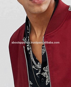 เสื้อเบสบอลผ้าฝ้ายทอลายทแยงเสื้อแจ็กเก็ตบอมเบอร์เสื้อแจ็กเก็ตบอมเบอร์ผ้าคอตตอนระบายอากาศเข้ารูป - Product Image 5