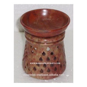 Artisanat en pierre ollaire indienne, brûleur à huile antique - Product Image 1