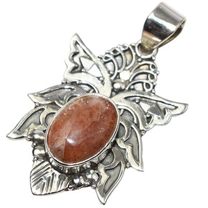 Pendentifs en argent Sterling 925 en forme ovale Red Sun Sitara, 925, bijoux en argent frais 925, exportation et vente en gros - Product Image 2