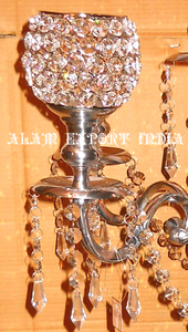 Latest Design <b>Top</b> Creative Alam Export India Handmade Metal Aluminum Candelabra 5 Arms <b>Crystal</b> Bowl Wedding Use Tabletop - Product Image 3