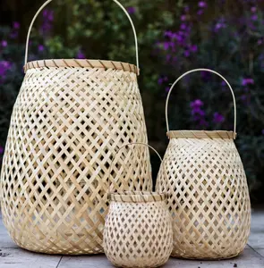 Productos artesanales CALIENTES mimbre bambú artesanía candelabro linterna lámpara de pie hecha a mano decoración del hogar al por mayor para boda