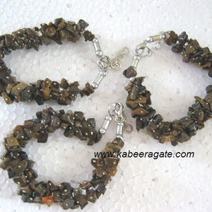 สร้อยข้อมืออัญมณี: สร้อยข้อมือสายโลหะอัญมณีตาเสือ - Product Image 1