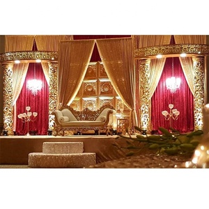 Ceremonia de matrimonio tradicional de color dorado para bodas, escenario de boda, el más reciente diseño, Mandap abierto, para eventos de boda - Product Image 4