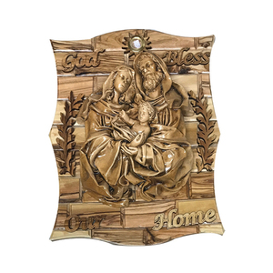 Placas de madera de olivo artesanales de estilo grabado religioso de Belén - Product Image 1