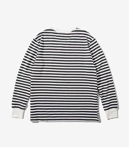 เสื้อยืดแขนยาวลายทางผู้ชาย คอโอ ไซส์ใหญ่ ผ้าเจอร์ซีย์ สีขาวลำลอง น้ำหนัก 220 กรัม - Product Image 1