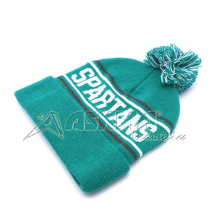 หมวกไหมพรมปอมบีนนี่ถักลายโลโก้สำหรับฤดูหนาวคุณสมบัติของทีมกีฬาทั่วไป - Product Image 2