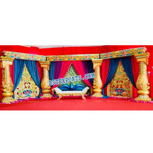 Décor de scènes de mariage indien du sud pour la réception Décoration de mariage de scène inspirée du paon - Product Image 1