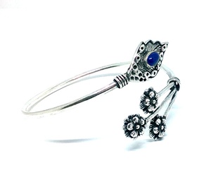 Venta al por mayor de moda ajustable plata lapislázuli brazalete de plata - Product Image 3