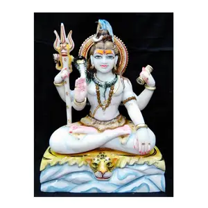 Exclusivo Lord Shiv Shankar Mahadev blanco puro brillante Makrana mármol Dios escultura para el hogar y el templo al mejor precio