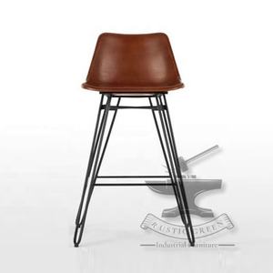 เก้าอี้บาร์หนังและเหล็กสไตล์วินเทจเก้าอี้บาร์ดีไซน์อุตสาหกรรมล่าสุดสำหรับโรงแรมห้องทานอาหารห้องนั่งเล่นกลางแจ้ง - Product Image 2