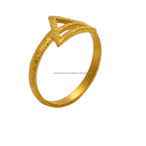 Anillo chapado en oro de Plata de Ley 925 auténtica, joyería, anillo liso, anillo de estilo de moda chapado en oro para boda, regalo para Unisex - Product Image 2