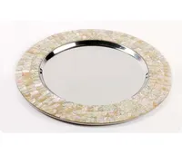 Placa de carregador de mosaico, pratos de carregador de vidro sustentável