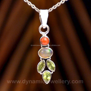 Elegant Women's 925 Sterling Silver Multi-Gemstone Pendants Cut Cab Gemstone Jewelry for Christian Gift Occasions - Product Image 1