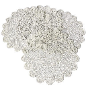 Couleurs unies de haute qualité conçues à la main forme ronde en coton napperons au crochet faits à la main du fournisseur indien - Product Image 5