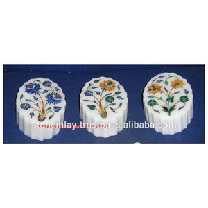 White <b>Marble</b> Inlay Jewellery Box - Product Image 1