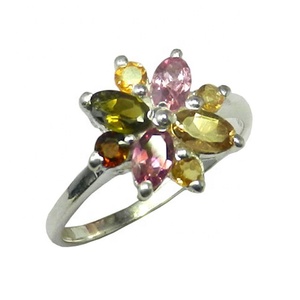 Anillo de piedras preciosas de turmalina de alta calidad para niñas, joyería de moda, anillos de Vermeil de eternidad estampados de plata 925, joyería - Product Image 1