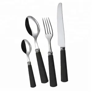 novelty cutlery set Stainless Steel Tableware Eating Utensils Cutlery Set Silver plated Cutlery set with black handle