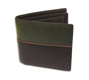 กระเป๋าสตางค์หนังผู้ชายสีดำเขียวลายดีไซเนอร์ แต่งด้าย ปิดแบบเปิด พร้อมคุณสมบัติป้องกัน RFID ความยาวสั้น ซับในโพลีเอสเตอร์ - Product Image 3